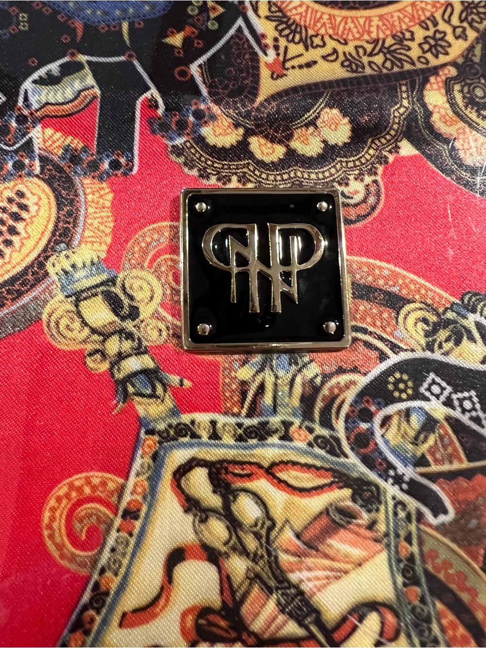 Black and Gold Logo Square Pin - Women’s Accessory